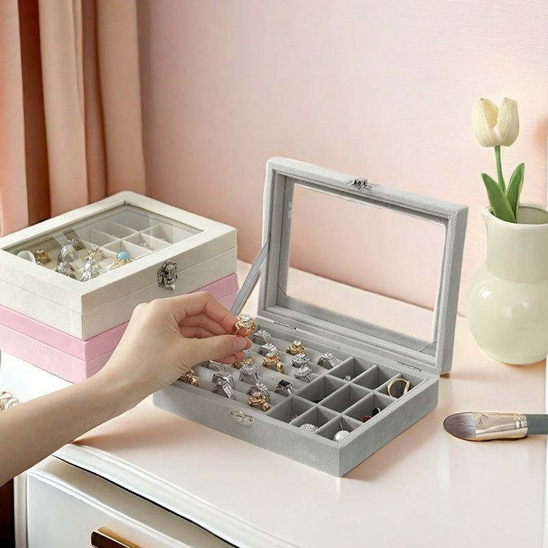 Multi Grid Velvet Jewelry Box